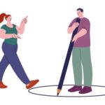 Men pointing circle around him