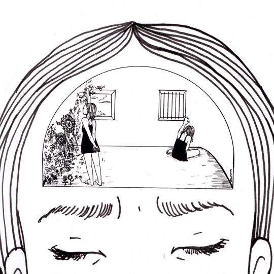 Women brain shown as locked room